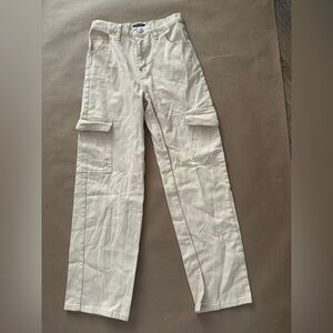 ORIGINALITY Twill Cream Cargo Pants $24 SIZE MEDIUM (GIRL'S) Beige Light Belt
